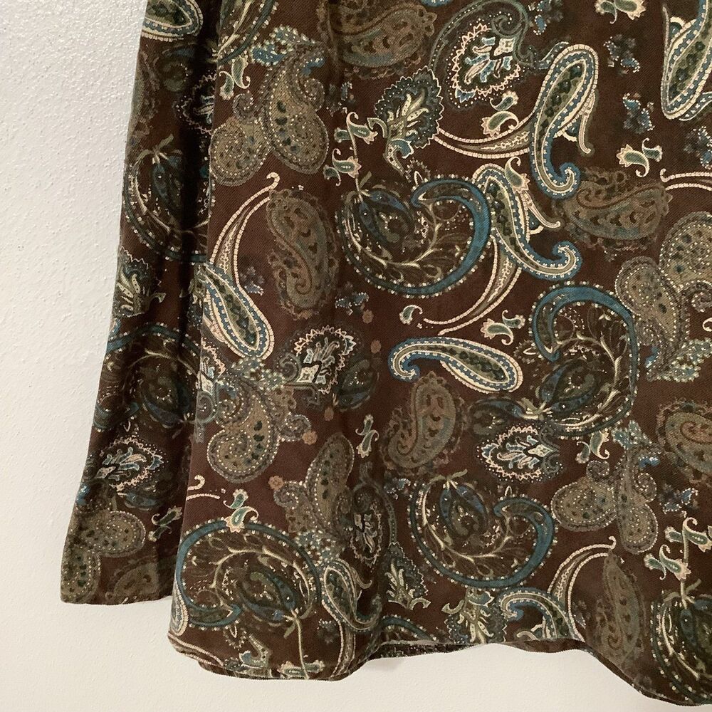 Vintage Y2K Corduroy Western Boho Fairycore Brown Paisley Cotton Fairy Skirt 14 - Picture 7 of 10